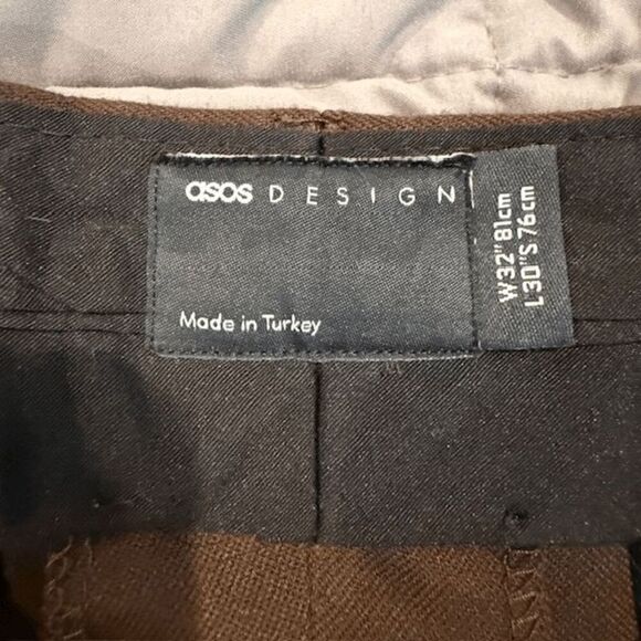 ASOS Men's Cargo Trousers Pleated Baggy Tapered Leg Brown Size 32x30 - Picture 6 of 13